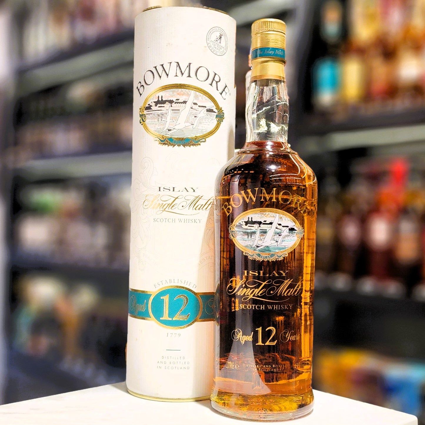Bowmore 12 Year Old Glass Printed Label (Bottled in 1995) Single Malt Scotch Whisky (1L)