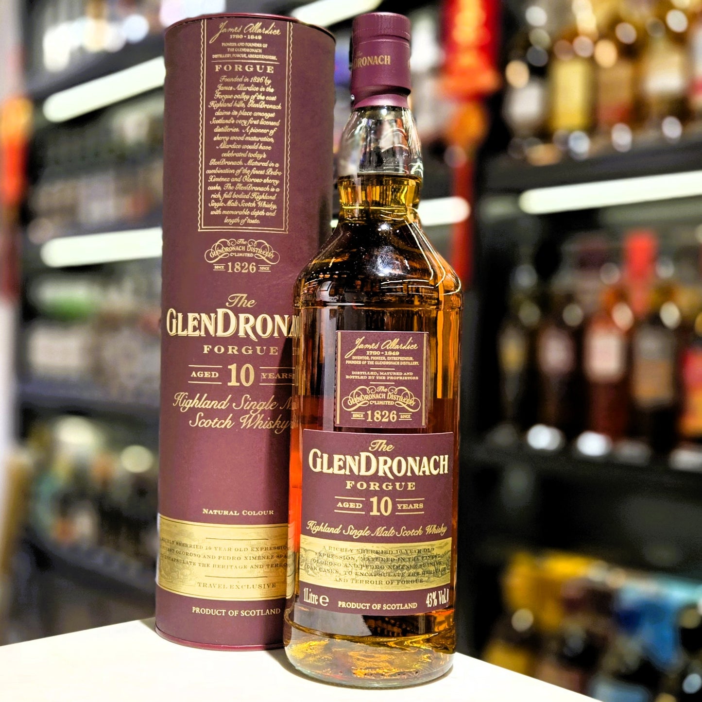 GlenDronach 10 Year Old Forgue Single Malt Scotch Whisky (1L Travel Exclusive)