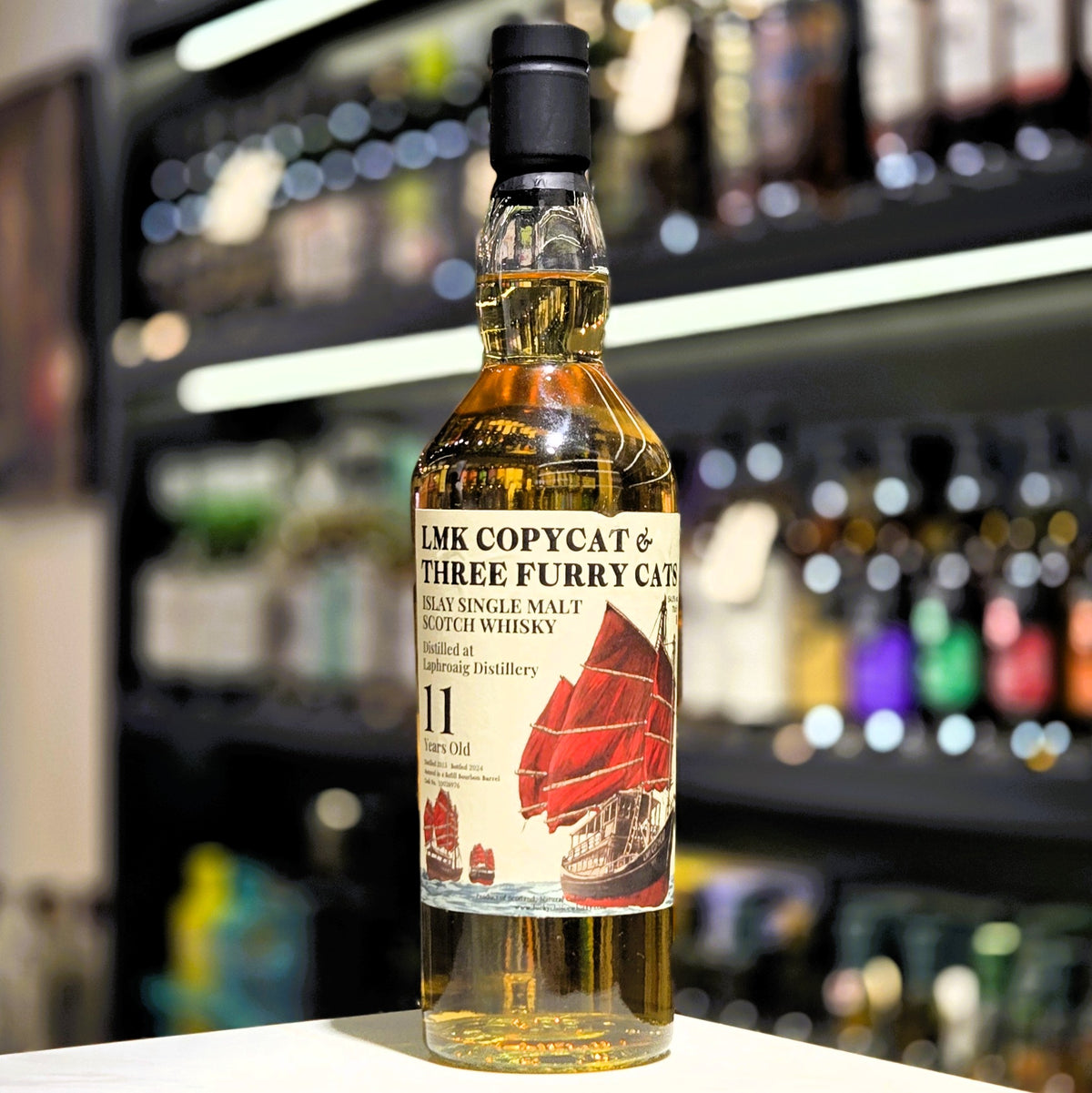 LMK Copycat & Three Furry Cast Laphroaig 11 Year Old Single Malt Scotch Whisky